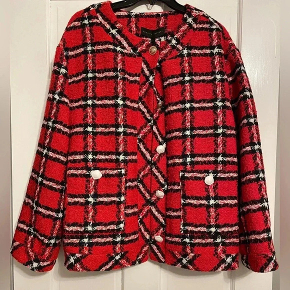 NWT English Factory Plaid Boucle Jacket - Picture 2 of 7